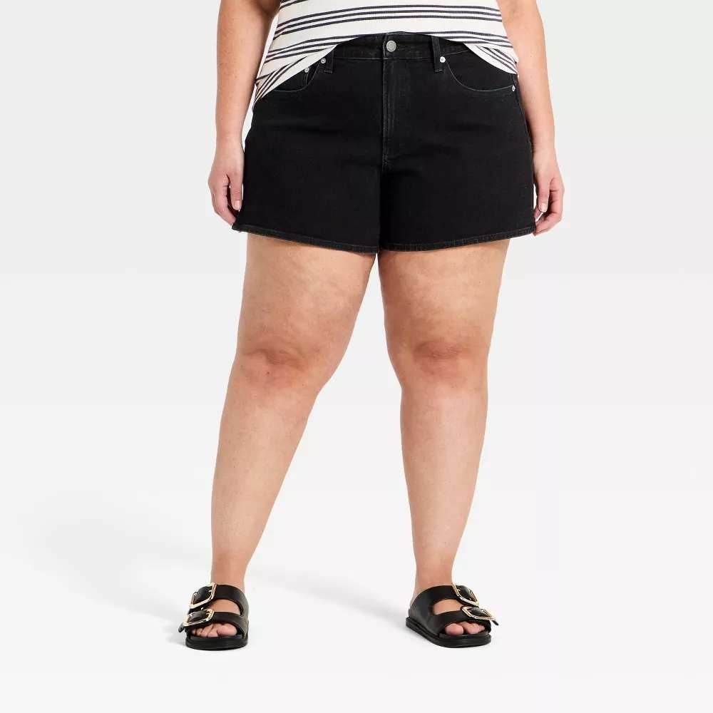 Universal Thread Women A-Line Shorts Black High Rise Denim Plus Size 24